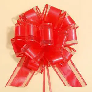 6 Pieces Large Pull Bows, 6 inches, Organza, Floral, Red, Wedding, Christmas, Valentine's Day, Special Occasions, Traditional, Gift Wrapping, Party Decoration, Easy to Use 6 Pieces Large Pull Bows, 6 inches, Organza, Floral, Red, Wedding, Christmas, Valentine's Day, Special Occasions, Traditional, Gift Wrapping, Party Decoration, Easy to Use