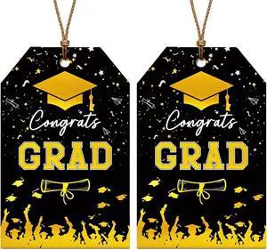 Graduation Gift Tags 2026, 50PCS Gold Foil Congrats Grad Tags with String, Class of 2026 Party Favor Tags for Graduation Party Decor & Gift Wrap (Black with Gold Foil) Graduation Gift Tags 2026, 50PCS Gold Foil Congrats Grad Tags with String, Class of 2026 Party Favor Tags for Graduation Party Decor & Gift Wrap (Black with Gold Foil)