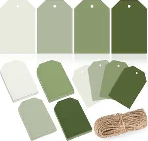 Whaline 120Pcs Sage Green Paper Gift Tags Gradient Green Hanging Labels with Hemp Ropes 4 Colors Blank Paper Tags for Wedding Birthday Holiday DIY Art Craft Supplies, 3 x 2 Inch Whaline 120Pcs Sage Green Paper Gift Tags Gradient Green Hanging Labels with Hemp Ropes 4 Colors Blank Paper Tags for Wedding Birthday Holiday DIY Art Craft Supplies, 3 x 2 Inch