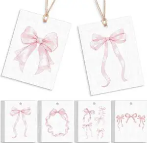 Dunzoom 50 Pcs Pink Bow Thank You Tags 2 x 3 Inch Watercolor Bow Gift Tags Cards with String Coquette Mothers Day Cards for Baby Shower Birthday Wedding Party Favor Supplies, 5 Styles Dunzoom 50 Pcs Pink Bow Thank You Tags 2 x 3 Inch Watercolor Bow Gift Tags Cards with String Coquette Mothers Day Cards for Baby Shower Birthday Wedding Party Favor Supplies, 5 Styles