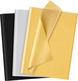 NEBURORA 60 Sheets Multicolor Tissue Paper Black Gold Silver 3 Colors NEBURORA 60 Sheets Multicolor Tissue Paper Black Gold Silver 3 Colors