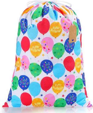 Pickmesh Happy Birthday Drawstring Gift Bag 20 x 28 Inch Extra Large Baby Shower Bag Reusable Fabric Colorful Balloon Baby Shower Wrapping Pouch for Gender Reveal Gift Wrapping Decor(Colorful Balloon) Pickmesh Happy Birthday Drawstring Gift Bag 20 x 28 Inch Extra Large Baby Shower Bag Reusable Fabric Colorful Balloon Baby Shower Wrapping Pouch for Gender Reveal Gift Wrapping Decor(Colorful Balloon)