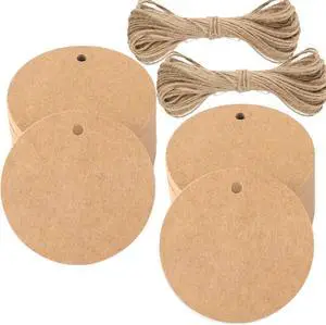 G2PLUS 100PCS Kraft Paper Gift Tag with String,2.2'' Round Paper Tags Blank Hang Tags Brown Circle Tags with Holes for Craft Projects, Xmas Gift, DIY Wedding Favor Bag G2PLUS 100PCS Kraft Paper Gift Tag with String,2.2'' Round Paper Tags Blank Hang Tags Brown Circle Tags with Holes for Craft Projects, Xmas Gift, DIY Wedding Favor Bag