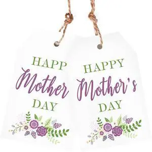 joycraft Gift Tags for Mother's Day - 50Pcs Floral Mother's Day Tags with String, 3.3x2.1 in White Kraft Paper Gift Labels, Purple Flower Labels for Party Favor Craft Mom's Birthday Present Wrap joycraft Gift Tags for Mother's Day - 50Pcs Floral Mother's Day Tags with String, 3.3x2.1 in White Kraft Paper Gift Labels, Purple Flower Labels for Party Favor Craft Mom's Birthday Present Wrap
