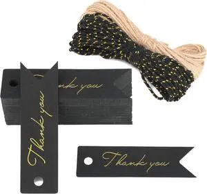 G2PLUS High-end Metallic Gold Thank You Tags, 100PCS 2.8'' x 0.8'' Gift Tags with String for Arts and Crafts,Gift Wrapping (Black) G2PLUS High-end Metallic Gold Thank You Tags, 100PCS 2.8'' x 0.8'' Gift Tags with String for Arts and Crafts,Gift Wrapping (Black)