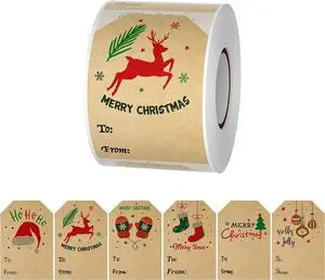 300 Pcs Christmas Stickers,2 * 3 Inch Christmas Label,6 Designs of Christmas Tags Stickers,Kraft Paper Christmas Tags 300 Pcs Christmas Stickers,2 * 3 Inch Christmas Label,6 Designs of Christmas Tags Stickers,Kraft Paper Christmas Tags