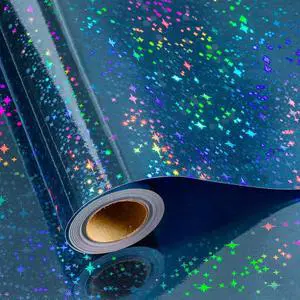 Flyhill Blue Holographic Wrapping Paper Roll, Metallic Holographic Shinning Galaxy Star Gift Wrap for Fathers Day,Wedding,Birthday - Mini Roll 17inch*32.8ft Flyhill Blue Holographic Wrapping Paper Roll, Metallic Holographic Shinning Galaxy Star Gift Wrap for Fathers Day,Wedding,Birthday - Mini Roll 17inch*32.8ft