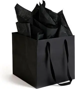 Papertide 2 Pack Large Black Cube Gift Bags 10x10x10 inch with Tissue Paper Papertide 2 Pack Large Black Cube Gift Bags 10x10x10 inch with Tissue Paper