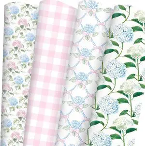 Adurself 28 x 40 In Hydrangea Wrapping Paper -Not Roll- Pink Blue Vintage Flower & Plaid Assorted Design, Folded Flat Floral Gift Wrap Paper - 6 Jumbo Sheets for Birthday Wedding Baby Shower Gifts Adurself 28 x 40 In Hydrangea Wrapping Paper -Not Roll- Pink Blue Vintage Flower & Plaid Assorted Design, Folded Flat Floral Gift Wrap Paper - 6 Jumbo Sheets for Birthday Wedding Baby Shower Gifts