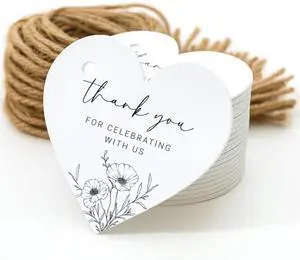 50 Heart Thank You Gift Tags with String Attached, Small Thank You for Celebrating with Us Gift Bag Tags for Presents and Personalized Party Favors - Baby Shower, Wedding, Bridal Shower, Birthday 50 Heart Thank You Gift Tags with String Attached, Small Thank You for Celebrating with Us Gift Bag Tags for Presents and Personalized Party Favors - Baby Shower, Wedding, Bridal Shower, Birthday