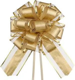 HSXJJ Pull Bows for Gift Wrapping,6 PCS Gold Gift Bow,6 inches Bow for Gift Basket,Gift Wedding Ribbon Bows for Wrapping Boxes or Flower Decorations(Gold) HSXJJ Pull Bows for Gift Wrapping,6 PCS Gold Gift Bow,6 inches Bow for Gift Basket,Gift Wedding Ribbon Bows for Wrapping Boxes or Flower Decorations(Gold)