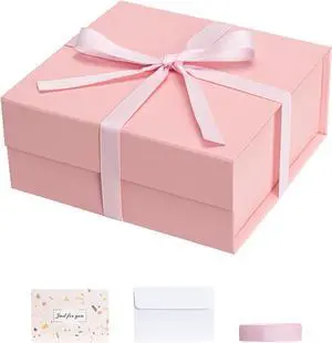Pink Gift Boxes with Lids Pack of 1, 6x6x3 Inches Small Gift Box with Ribbon, Collapsible Gift Boxes with Magnetic Closure for Presents, Bridesmaid Proposal Box for Family Mom Girlfriend Pink Gift Boxes with Lids Pack of 1, 6x6x3 Inches Small Gift Box with Ribbon, Collapsible Gift Boxes with Magnetic Closure for Presents, Bridesmaid Proposal Box for Family Mom Girlfriend