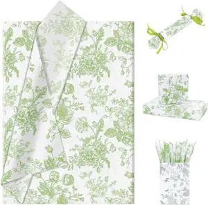 Larcenciel Elegant Floral Tissue Paper for Gift Bags, Sage Green Flower Gift Wrapping Tissue Paper, Pretty Botanical Packing Supplies for Wedding Gifts, Birthday Presents & Crafts, 20x14 in 30 Sheets Larcenciel Elegant Floral Tissue Paper for Gift Bags, Sage Green Flower Gift Wrapping Tissue Paper, Pretty Botanical Packing Supplies for Wedding Gifts, Birthday Presents & Crafts, 20x14 in 30 Sheets