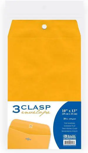 BAZIC Products Clasp Envelope 10" x 13", Gummed Seal Eyelet Closure, Brown Kraft Paper Catalog Mailing Envelopes for Home Office School (3/Pack), 1-Pack BAZIC Products Clasp Envelope 10" x 13", Gummed Seal Eyelet Closure, Brown Kraft Paper Catalog Mailing Envelopes for Home Office School (3/Pack), 1-Pack
