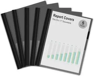 Ndsox 5 Packs Clear Front Report Covers with 3-Prong Fasteners, Plastic Project Presentation Folders Resume Document Covers with Black Back for 8.5" x 11" Letter Size Paper for School Office Business Ndsox 5 Packs Clear Front Report Covers with 3-Prong Fasteners, Plastic Project Presentation Folders Resume Document Covers with Black Back for 8.5" x 11" Letter Size Paper for School Office Business