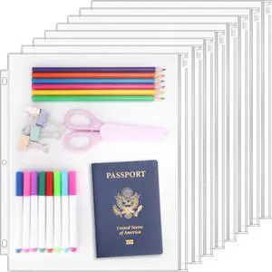 Antner 8 Pack Clear Letter Size Binder Pockets 3 Ring Binder Zipper Pouch Document Organizer, Waterproof PVC 3-Hole Loose Leaf File Bags Insert Sleeves Page Sheet Protectors Business Office Supplies Antner 8 Pack Clear Letter Size Binder Pockets 3 Ring Binder Zipper Pouch Document Organizer, Waterproof PVC 3-Hole Loose Leaf File Bags Insert Sleeves Page Sheet Protectors Business Office Supplies