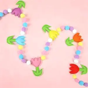 Jansun 8.2 FT 3D Spring Colorful Tulip Floral Felt Pre-Strung Garland Jansun 8.2 FT 3D Spring Colorful Tulip Floral Felt Pre-Strung Garland