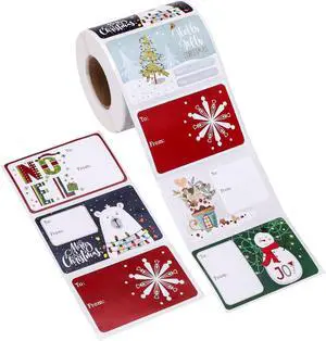SUNCOLOR Christmas Gift Tags, 500 Count, 3x2 Inch Self-Adhesive Labels, 6 Festive Designs, to-from Format for Holiday Present Wrapping and Gift Exchange SUNCOLOR Christmas Gift Tags, 500 Count, 3x2 Inch Self-Adhesive Labels, 6 Festive Designs, to-from Format for Holiday Present Wrapping and Gift Exchange