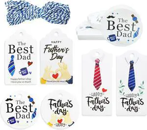 HADDIY Happy Father's Day Tags,60 Pcs Dad Gift Tags for Wrapping Supplies HADDIY Happy Father's Day Tags,60 Pcs Dad Gift Tags for Wrapping Supplies
