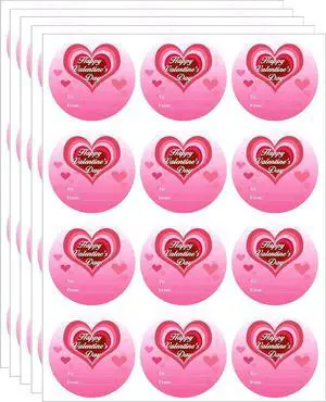 Happy Valentine's Day Stickers, 60PCS 2Inch Round Pink Heart Cute Valentines Day Tag Stickers for Wrapping Paper, Card Happy Valentine's Day Stickers, 60PCS 2Inch Round Pink Heart Cute Valentines Day Tag Stickers for Wrapping Paper, Card