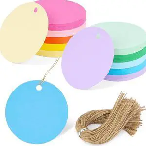 SallyFashion 200PCS Colorful Round Gift Tags with String, 10 Colors SallyFashion 200PCS Colorful Round Gift Tags with String, 10 Colors