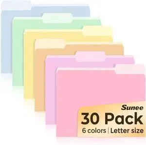 SUNEE File Folders, 30 Pack Manilla Folders 8.5 x 11, Colored File Folders Home Office School Supplies for Documents Files Paper, 6 Bright Colors SUNEE File Folders, 30 Pack Manilla Folders 8.5 x 11, Colored File Folders Home Office School Supplies for Documents Files Paper, 6 Bright Colors