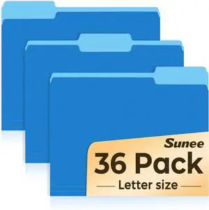 SUNEE File Folders, 36 Pack Manilla Folders 8.5 x 11, Colored File Folders Home Office School Supplies for Documents Files Paper,Blue SUNEE File Folders, 36 Pack Manilla Folders 8.5 x 11, Colored File Folders Home Office School Supplies for Documents Files Paper,Blue