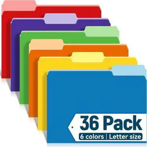 V-Opitos 36 Pack Two-Tone Letter Size Color File Folders with 1/3-Cut Tabs V-Opitos 36 Pack Two-Tone Letter Size Color File Folders with 1/3-Cut Tabs