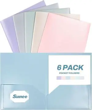 SUNEE Folders with Pockets (6 Pack, Pastel Colors), Plastic Folder with Pocket, Poly Folder for Documents Letter Size, 2 Pocket Folders for Kids, Home, School, Office SUNEE Folders with Pockets (6 Pack, Pastel Colors), Plastic Folder with Pocket, Poly Folder for Documents Letter Size, 2 Pocket Folders for Kids, Home, School, Office