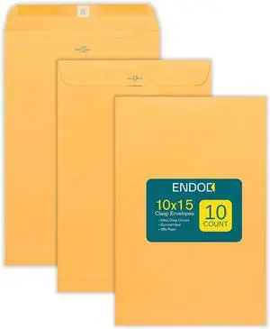 EnDoc 10 x 15 Clasp Envelopes - 10 Pack Brown Kraft Catalog Mailing Gummed Seal Envelope - 28lb Heavyweight 10x15 Inches Manila Envelopes for Home, Office, Business, Legal or School EnDoc 10 x 15 Clasp Envelopes - 10 Pack Brown Kraft Catalog Mailing Gummed Seal Envelope - 28lb Heavyweight 10x15 Inches Manila Envelopes for Home, Office, Business, Legal or School