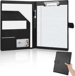 Professional Padfolio,Black Faux Leather Portfolio Binder Professional Padfolio,Black Faux Leather Portfolio Binder