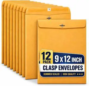 1InTheOffice Manila Envelopes 9x12, Clasp Envelopes 9x12, Catalog Mailing Envelopes, Gummed Sealed Closure, Brown Kraft, 12 Pack 1InTheOffice Manila Envelopes 9x12, Clasp Envelopes 9x12, Catalog Mailing Envelopes, Gummed Sealed Closure, Brown Kraft, 12 Pack