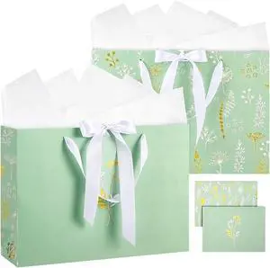 woric 13.7" Sage Green Gift Bags for Women, 2 Pcs Gift Bag with Handles woric 13.7" Sage Green Gift Bags for Women, 2 Pcs Gift Bag with Handles