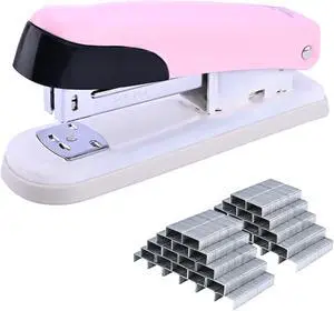 Temiary Stapler, Desktop Metal Staplers with 2000 Standard Staples, 25 Sheet Capacity, One Finger Stapling, Jam Free, No Effort Staplers for Classroom, Office or Desk (Pink) Temiary Stapler, Desktop Metal Staplers with 2000 Standard Staples, 25 Sheet Capacity, One Finger Stapling, Jam Free, No Effort Staplers for Classroom, Office or Desk (Pink)