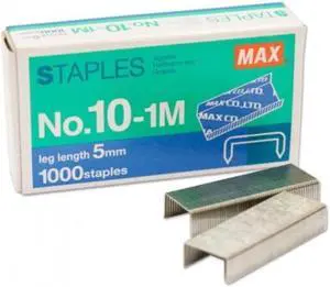 MAX mini Staple No.10-1M for The use of Compact Handy staplers (50 Staples per Stick, 1,000 Staples per Box) MAX mini Staple No.10-1M for The use of Compact Handy staplers (50 Staples per Stick, 1,000 Staples per Box)