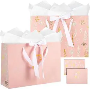 woric 13.7" Pink Gift Bags Set of 2, Large Birthday Gift Bags for Women woric 13.7" Pink Gift Bags Set of 2, Large Birthday Gift Bags for Women