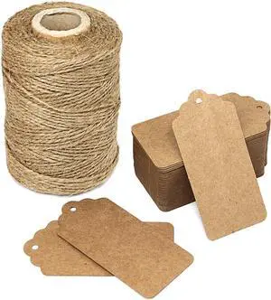 300 Feet Natural Jute Twine and 100PCS Brown Rectangle Kraft Paper Gift Tags for Crafts & Price Tags Labels by Blisstime 300 Feet Natural Jute Twine and 100PCS Brown Rectangle Kraft Paper Gift Tags for Crafts & Price Tags Labels by Blisstime