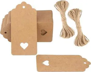 G2PLUS 100PCS Blank Gift Tags with String, Kraft Paper Hangtags, 3.7x1.8 in G2PLUS 100PCS Blank Gift Tags with String, Kraft Paper Hangtags, 3.7x1.8 in