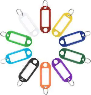 Uniclife 40 Pack Tough Plastic Key Tags with Split Ring Label Window, Assorted Colors Uniclife 40 Pack Tough Plastic Key Tags with Split Ring Label Window, Assorted Colors