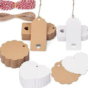 SallyFashion Assorted Gift Tags with String, 200 Pack 3 Designs SallyFashion Assorted Gift Tags with String, 200 Pack 3 Designs