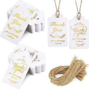 SallyFashion 100PCS Gold Foil Thank You Gift Tags with String SallyFashion 100PCS Gold Foil Thank You Gift Tags with String