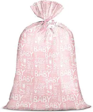 Loveinside Pink Jumbo Large Plastic Gift Bag, Baby Girl Design Plastic Bag with Tag and Tie for Birthday, Baby Shower and Holiday, 56" x 36", 1 Pcs Loveinside Pink Jumbo Large Plastic Gift Bag, Baby Girl Design Plastic Bag with Tag and Tie for Birthday, Baby Shower and Holiday, 56" x 36", 1 Pcs
