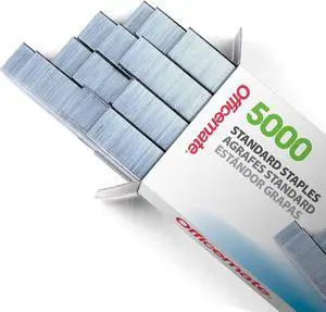 Officemate OIC Chisel Point Staples - 5000 Count, 20 Sheet Capacity, 1/4-Inch Leg Length, School Supplies and Office Supplies for Standard Stapler Applications Officemate OIC Chisel Point Staples - 5000 Count, 20 Sheet Capacity, 1/4-Inch Leg Length, School Supplies and Office Supplies for Standard Stapler Applications
