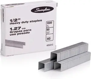 Rexel Swingline Staples, Heavy Duty, 1/2" Length, 90 Sheet Capacity, 100/Strip, 1000/Box, 1 Pack (35312) Rexel Swingline Staples, Heavy Duty, 1/2" Length, 90 Sheet Capacity, 100/Strip, 1000/Box, 1 Pack (35312)