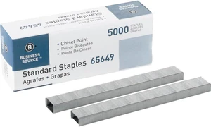 Business Source Chisel Point Standard Staples - Box of 5000 (65649), Silver Business Source Chisel Point Standard Staples - Box of 5000 (65649), Silver