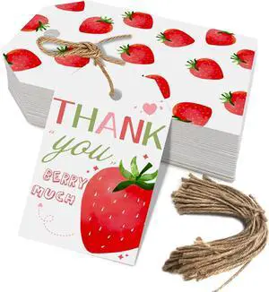 50 Pcs Strawberry Thank You Berry Much Tag 50 Pcs Strawberry Thank You Berry Much Tag