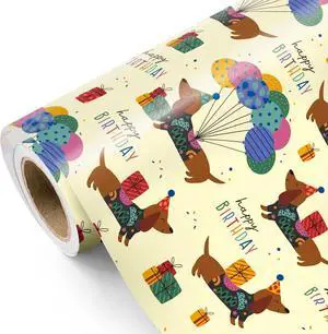 WRAPAHOLIC Puppy Dog Wrapping Paper - Mini Roll - 17 Inch x 9.8 Feet - Yellow Birthday Wrapping Paper Perfect for Kids Boys Grils, Baby Shower WRAPAHOLIC Puppy Dog Wrapping Paper - Mini Roll - 17 Inch x 9.8 Feet - Yellow Birthday Wrapping Paper Perfect for Kids Boys Grils, Baby Shower
