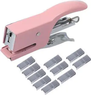 Handheld Desktop Staples, 4 Inch Labor Saving Gray Stapler for 10 Sheets Capacity with 1000 Pcs No.10 Staples (Pink) Handheld Desktop Staples, 4 Inch Labor Saving Gray Stapler for 10 Sheets Capacity with 1000 Pcs No.10 Staples (Pink)