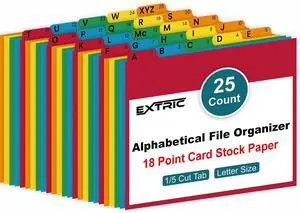 EXTRIC Alphabetical File Organizer 25 File Cabinet Dividers A-Z, 5 Colors EXTRIC Alphabetical File Organizer 25 File Cabinet Dividers A-Z, 5 Colors