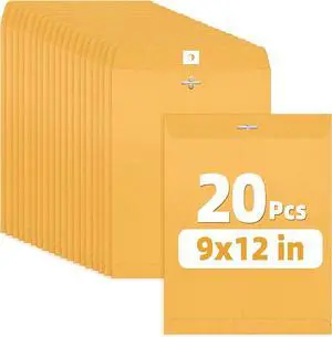 SUNEE Envelops, 9"x12" Brown Kraft Envelopes with Clasp Closure, 28-lb Paper Mailing Envelopes, 20 Count, Great for Filing, Storing or Mailing Documents SUNEE Envelops, 9"x12" Brown Kraft Envelopes with Clasp Closure, 28-lb Paper Mailing Envelopes, 20 Count, Great for Filing, Storing or Mailing Documents